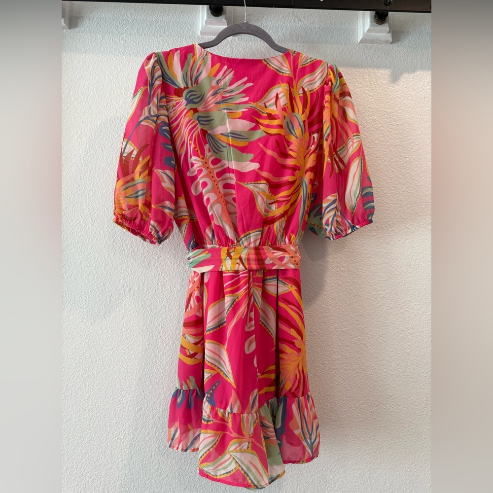 Flying Tomato Pink Multicolor Floral Print Wrap Romper - Picture 9 of 11
